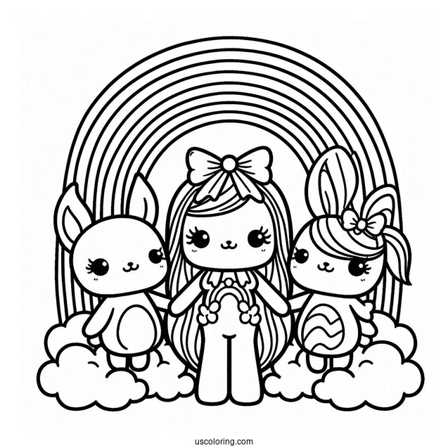 Rainbow Friends Coloring Page Blue, Green, and Red