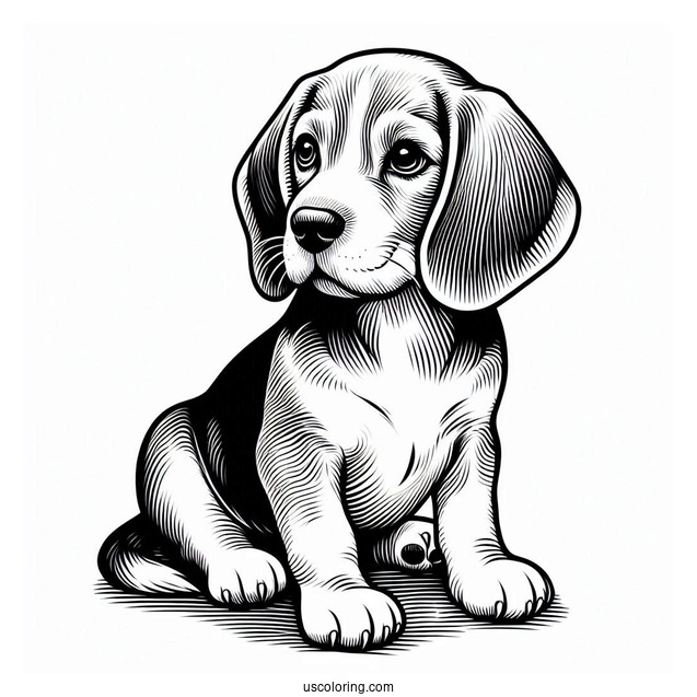 Alert Beagle Coloring Page