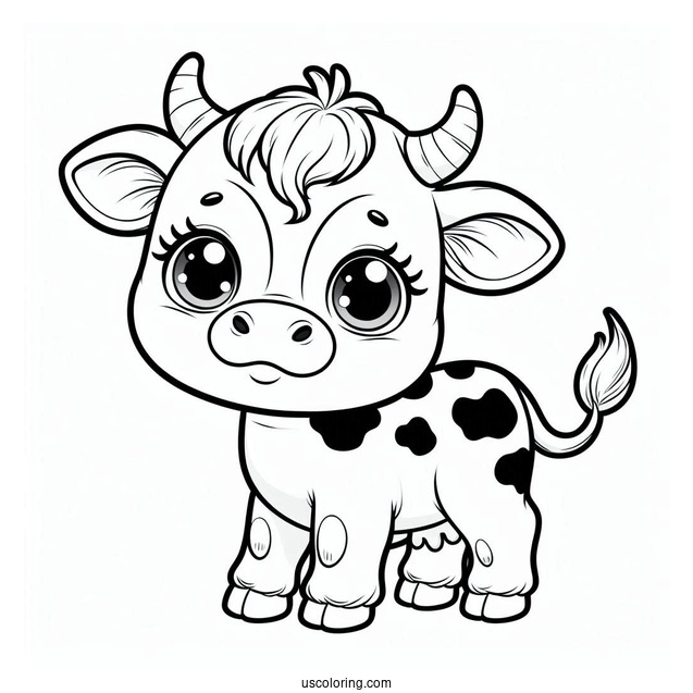 Easy Baby Cow Coloring In Page