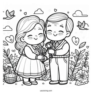 Precious Moments Coloring Page Of Grandparents In Love