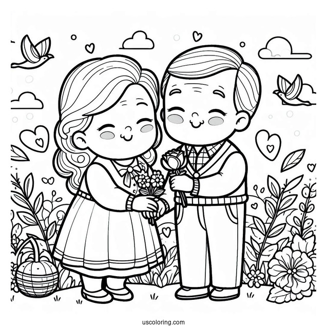 Precious Moments Coloring Page Of Grandparents In Love