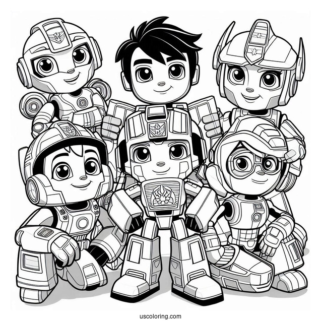 Rescue Bots Coloring Page Of Characters Poster