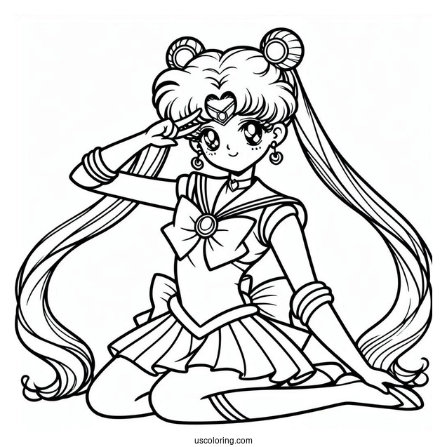 Coloring Sheet Of Sailor Moon Iconic Pose
