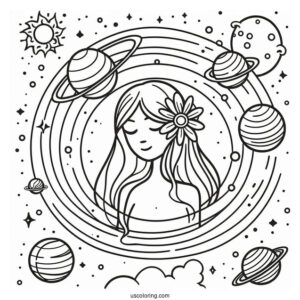Simple Solar System Coloring Sheet For Kids
