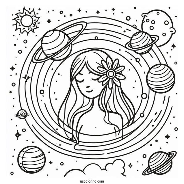 Simple Solar System Coloring Sheet For Kids