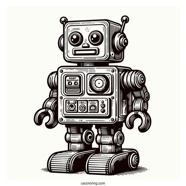 Realistic Retro Toy Robot