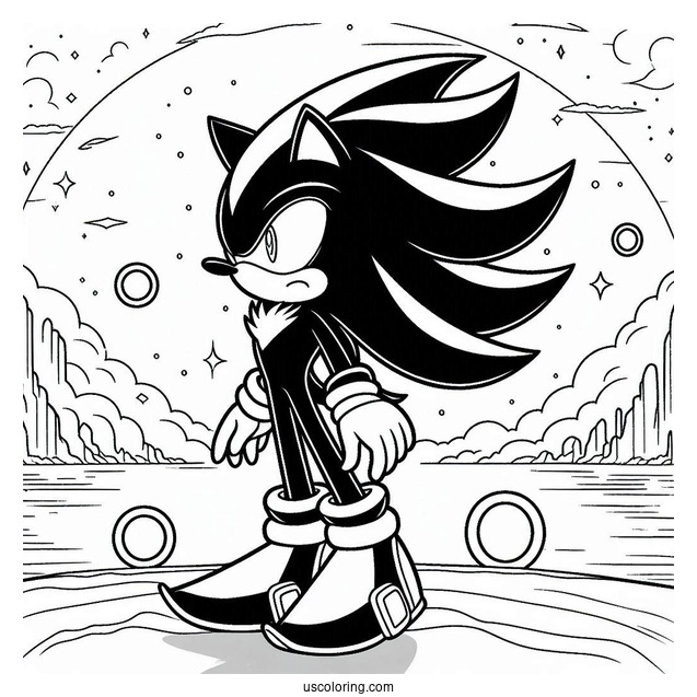 Shadow Coloring Page Standing In Front Of Rings In Angel Island