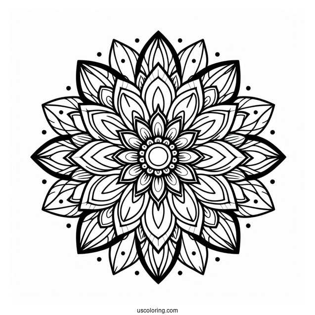 Easy Flower Mandala Coloring Page With Pointed Petals