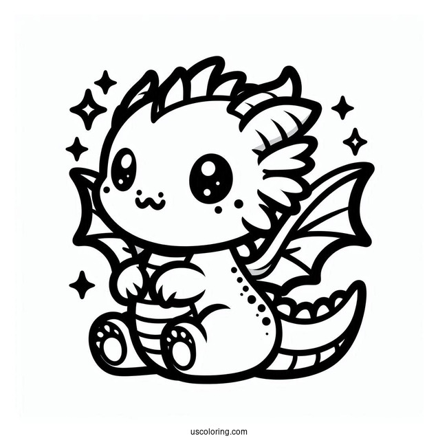 Kawaii Dragon To Color
