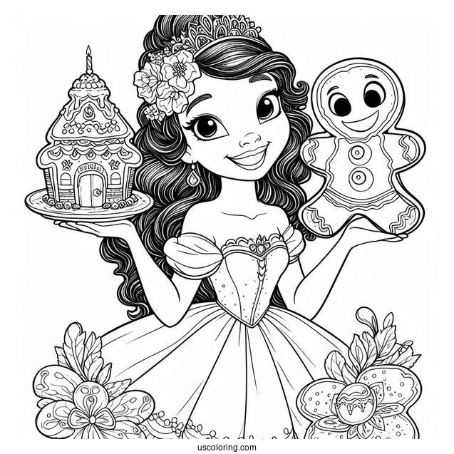 Tiana Holding Up Gingerbread House