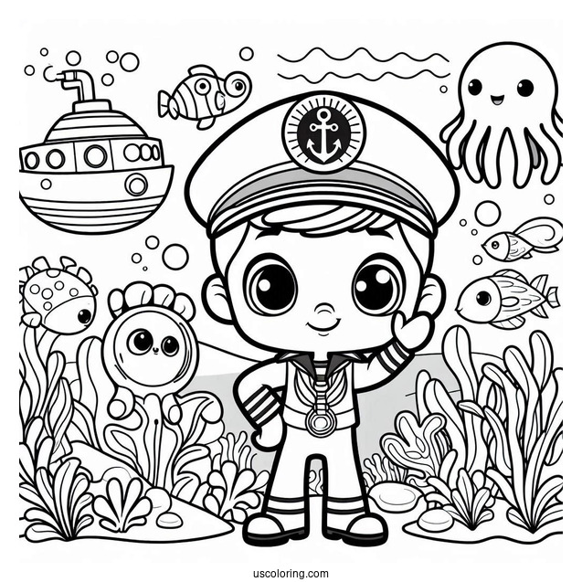 Octonauts Coloring Page Of Simple Captain Barnacles For Kids