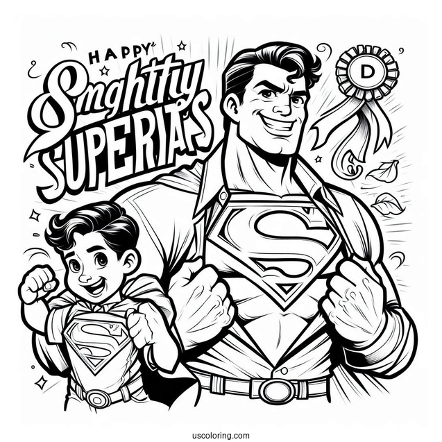 Mighty Superman With A Happy Father's Day Coloring Page Of Sign