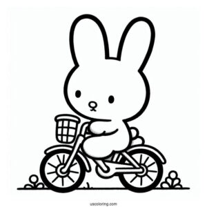 Miffy Coloring Page On A Bicycle For Preschoolers