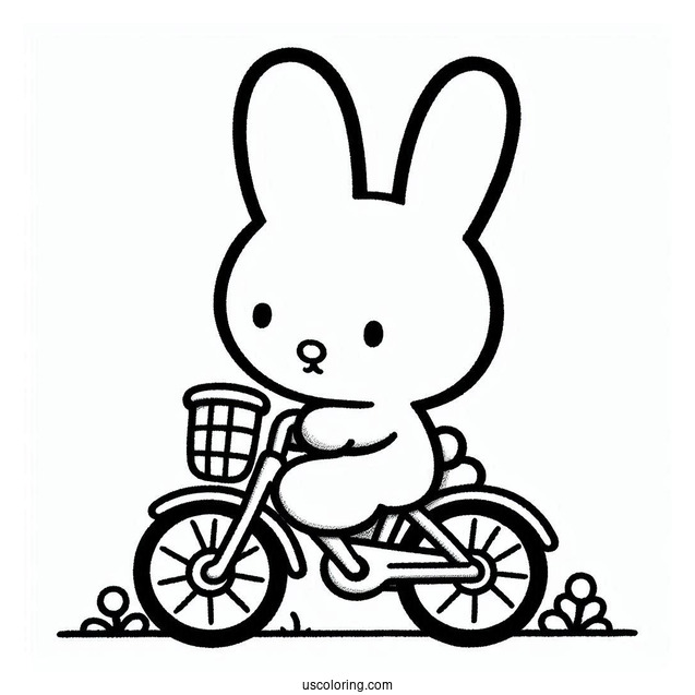 Miffy Coloring Page On A Bicycle For Preschoolers