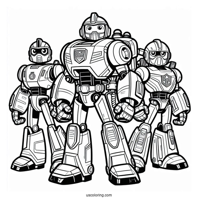 Rescue Bots Coloring Page Of Characters Poster