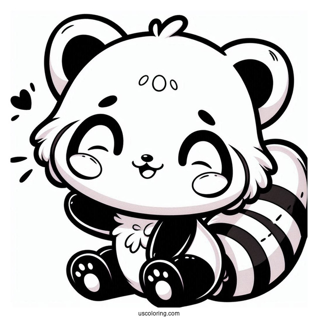 Kawaii Themed Red Panda Coloring Sheet