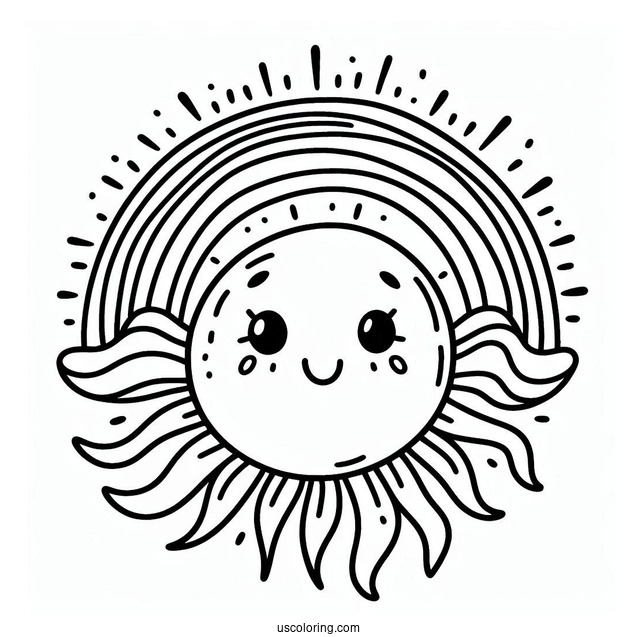 Smiling Sun With Rainbow