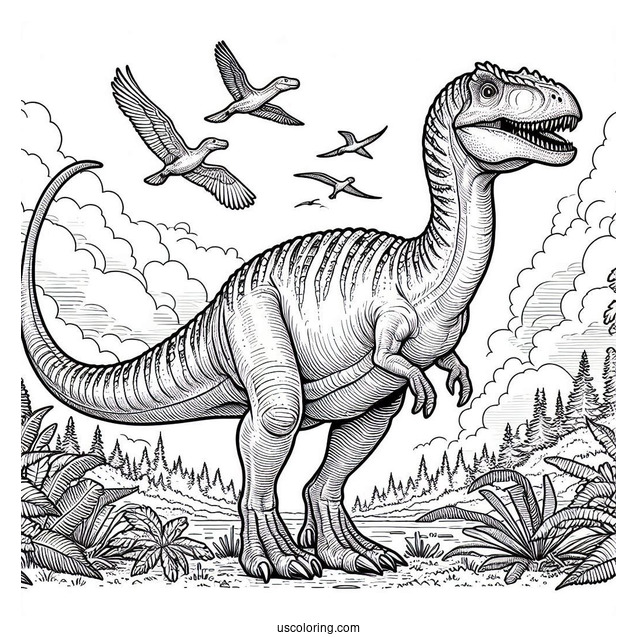 Mega Spinosaurus Coloring Page Outline