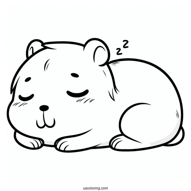 Kawaii Chibi Capybara Coloring Page Napping For Kids