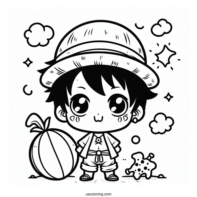 Chibi Luffy Coloring Page For Preschoolers