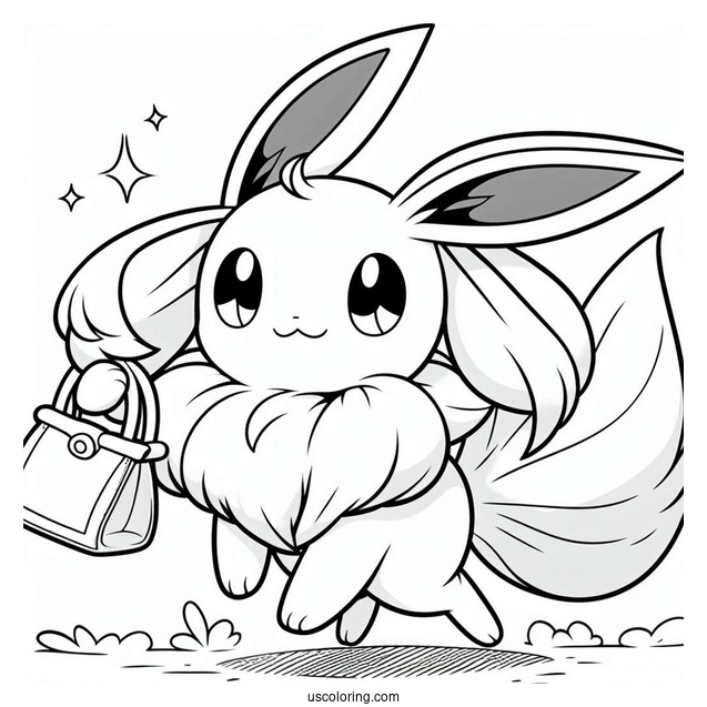 Happy Sylveon Coloring Page Carrying Handbag