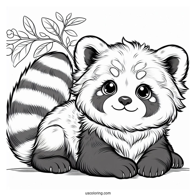 Cute Red Panda To Color