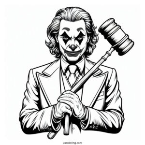 Joker Coloring Page Holding His Iconic Mallet