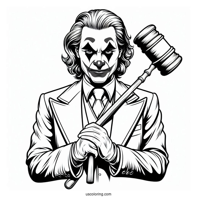 Joker Coloring Page Holding His Iconic Mallet