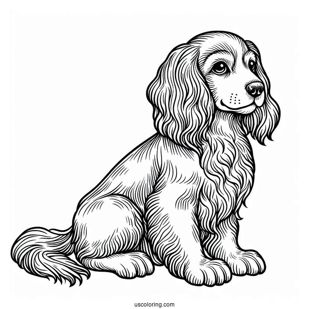 Pretty Spaniel Dog To Color