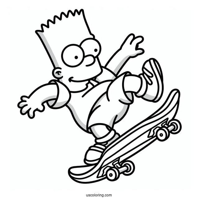 Bart Doing Skate Trick To Color