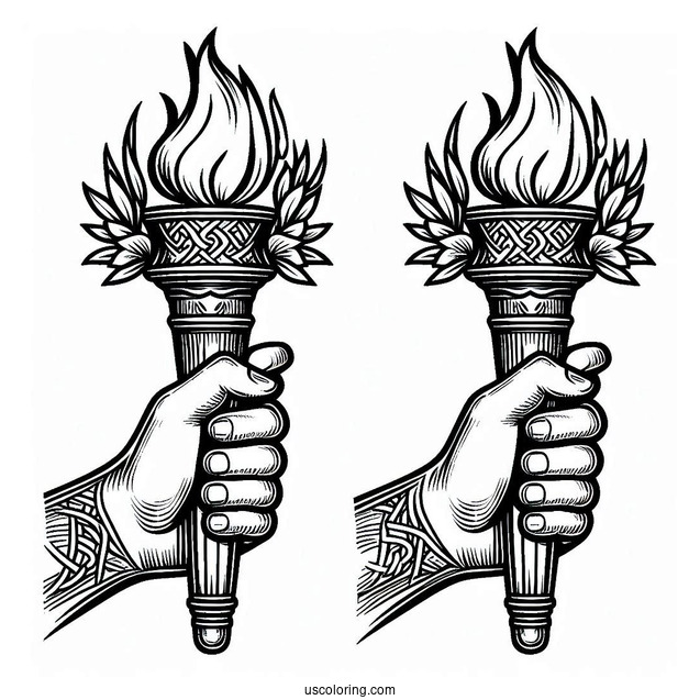 Hand Holding Olympics Coloring Page Of Torch