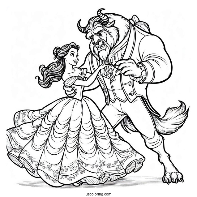 Princess Belle Dancing With Adam The Beast