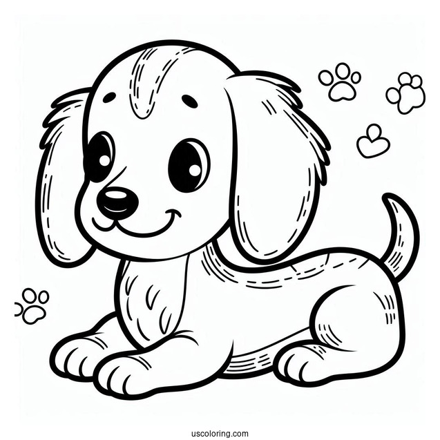 Easy Cute Dachshund Coloring Page For Preschoolers