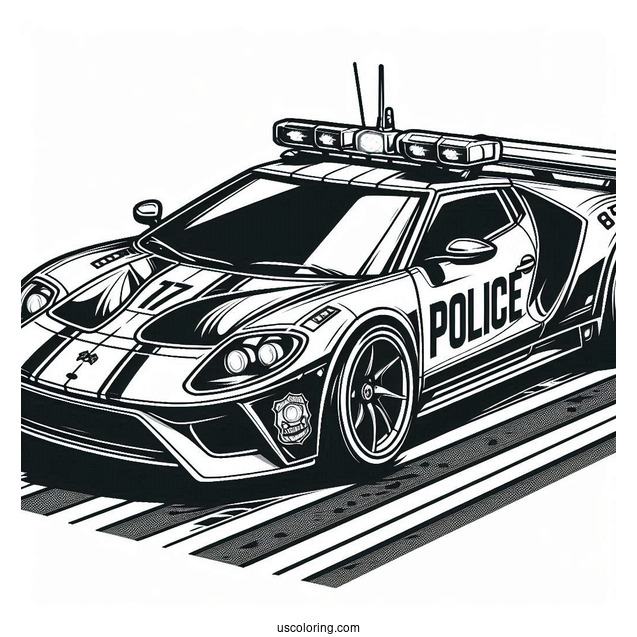 Sports Police Car Coloring Page On The Road