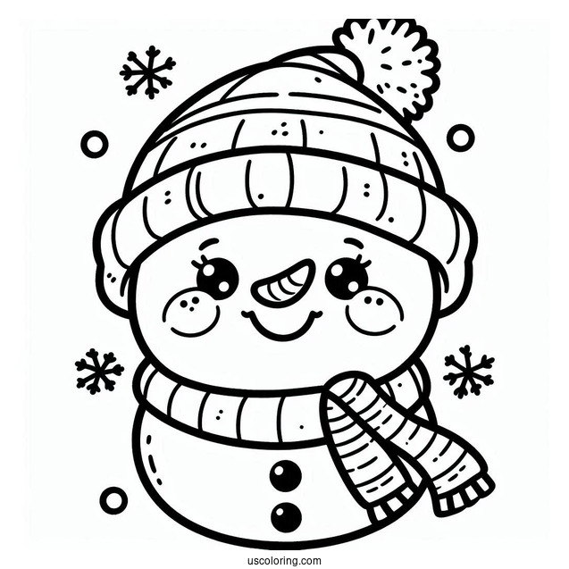 Easy Snowman Face To Color For Preschoolers