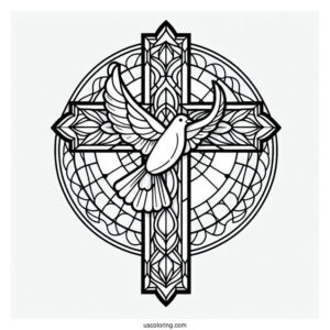 Simple Stained Glass Cross With Dove