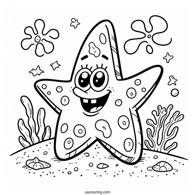 Coloring Page Of Patrik The Starfish For Kids