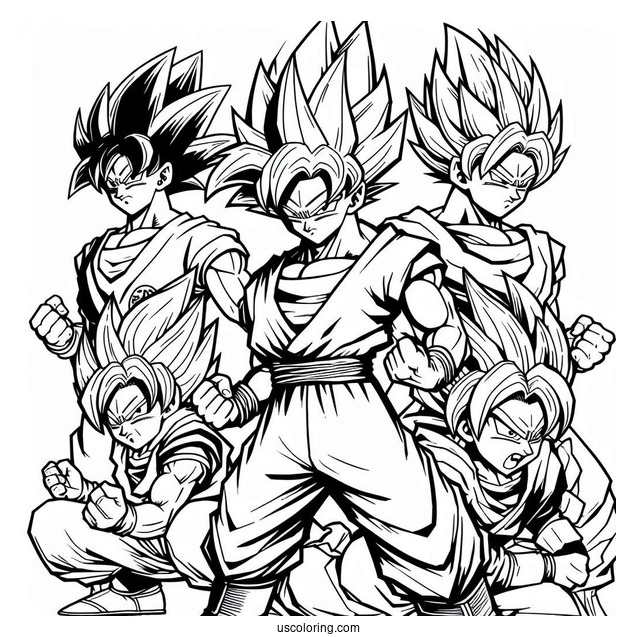 Dragon Ball Z Coloring Page With Popular Characters