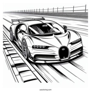 Bugatti Coloring Page Chiron On Race Track