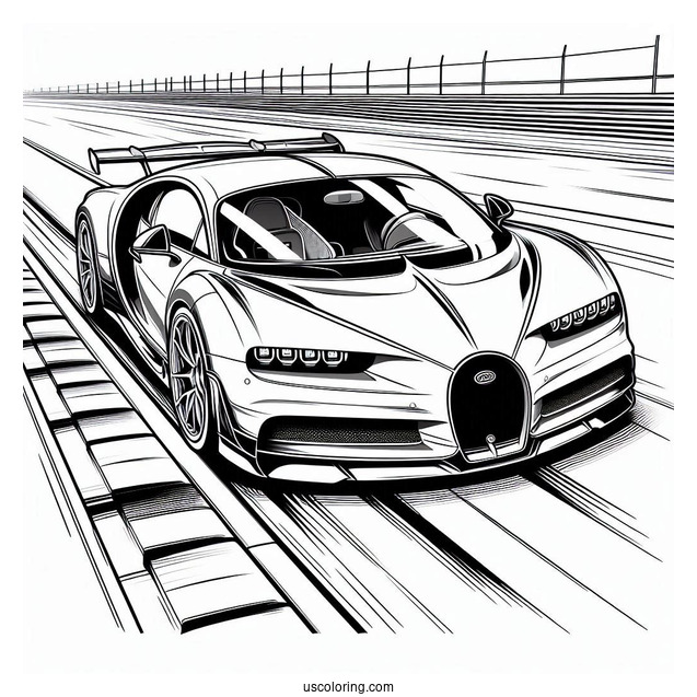 Bugatti Coloring Page Chiron On Race Track