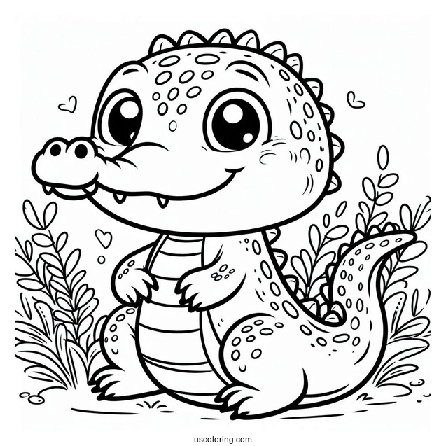Baby Crocodile Coloring Page For Kids