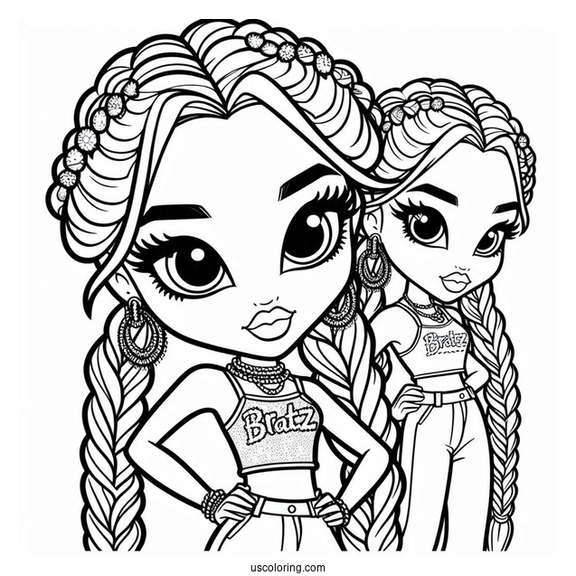 Yasmin In Braids And Crop Top Coloring Sheet