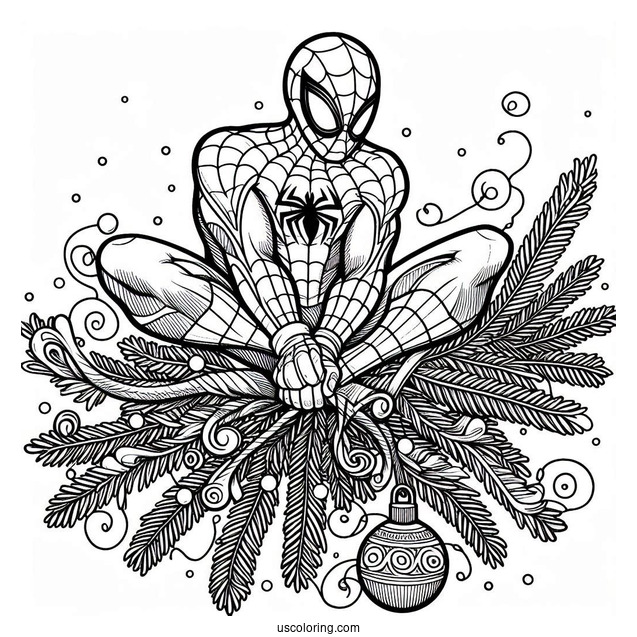 Christmas Themed Spider-Man Coloring