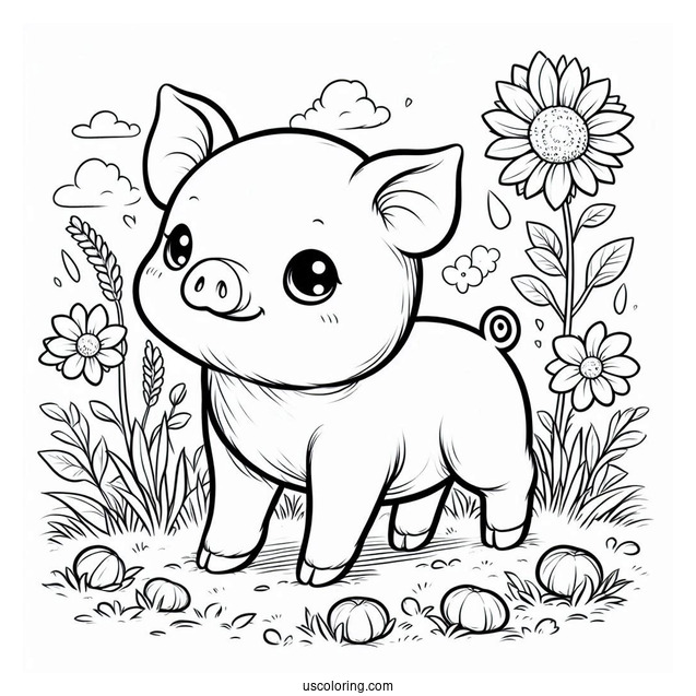 Cute Baby Piglet On a Farm