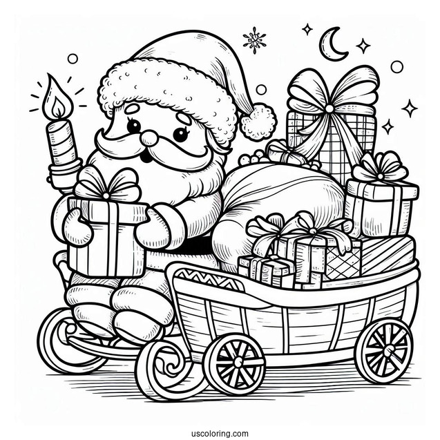 Coloring Page Of Santa Delivery Presents