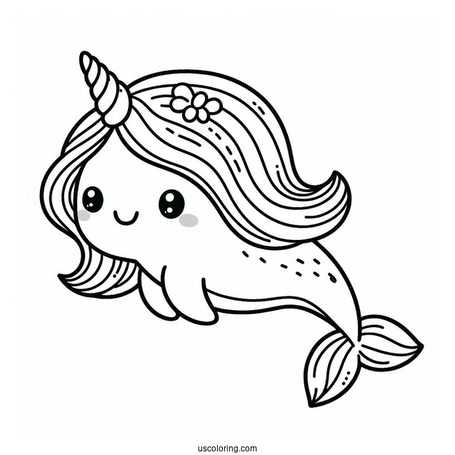 Cute Unicorn Dolphin Coloring Sheet For Kids