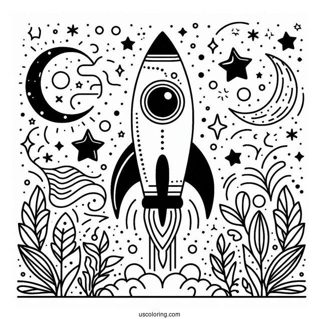 Abstract Rocket Coloring Page For Adults