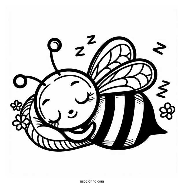 Sleeping Bee Coloring Page For Preschoolers