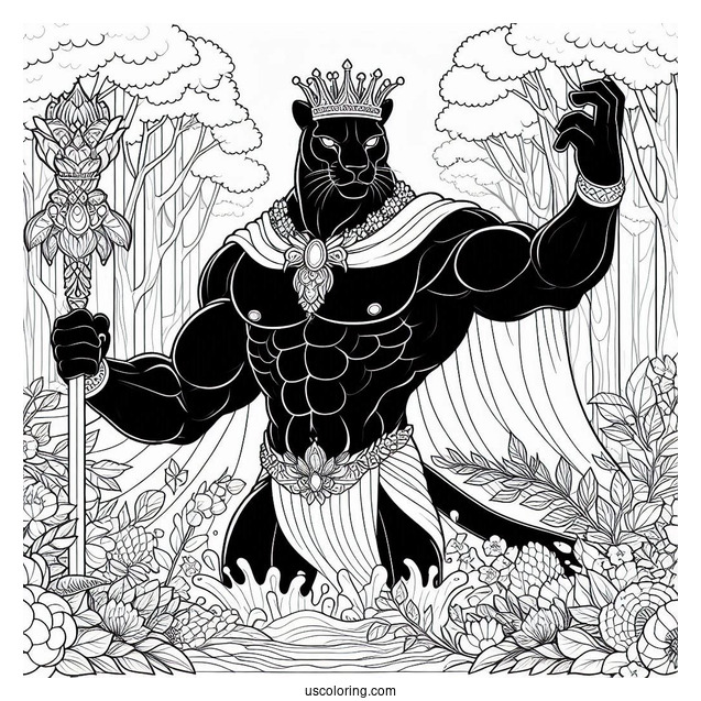 Black Panther Emerging From The Forest With The Hulk Coloring Page