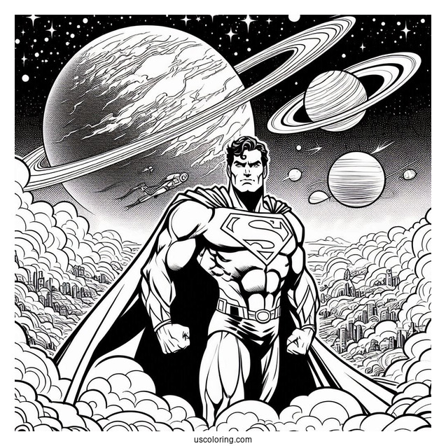 Justice League Coloring Page Of Superman In Space Coloring Sheet